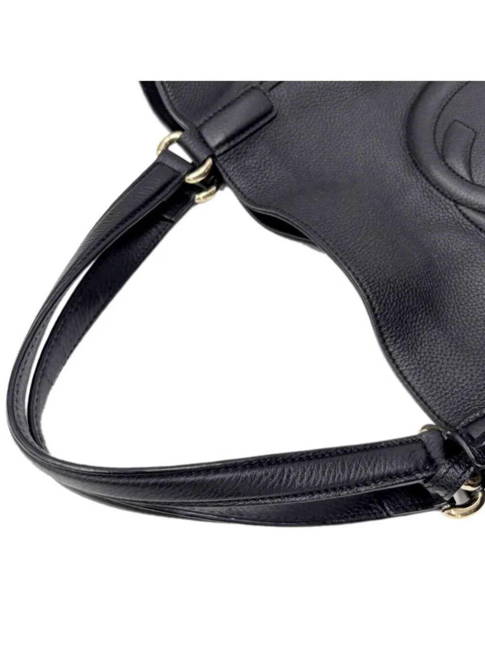 Gucci Tote Leather Black GG Soho Cellarius Fringe Tassel